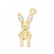 M&eacute;tal TQ laiton breloques lapin Dor&eacute;-transparent