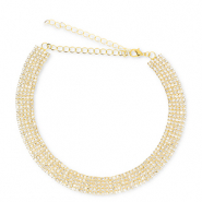 M&eacute;tal TQ laiton collier ras de cou avec strass Dor&eacute;-cristal