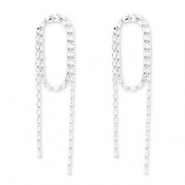 Boucles d'oreilles / puces d&rsquo;oreilles en laiton Eco-brass&reg; avec zirconium Argent&eacute;-cristal