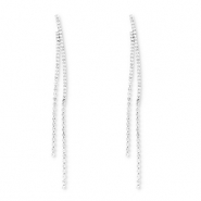 Boucles d'oreilles / puces d&rsquo;oreilles en laiton Eco-brass&reg; avec strass Argent&eacute;-cristal
