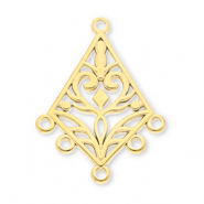 Appr&ecirc;ts en acier Inox breloques baroque losange avec 5 anneaux Dor&eacute;