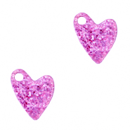 Breloques Plexx coeur paillet&eacute; Rose