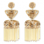 Boucles d'oreilles tendance avec perles en verre Dor&eacute;
