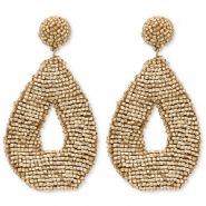 Boucles d'oreilles tendance avec perles en verre goutte Dor&eacute;