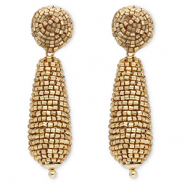 Boucles d'oreilles tendance avec perles en verre goutte Dor&eacute;