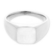 Bagues en acier Inox avec carr&eacute; Argent&eacute;