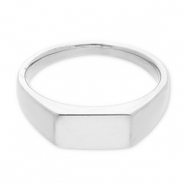 Bagues en acier Inox avec rectangle Argent&eacute;