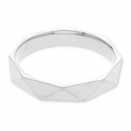 Bagues en acier Inox facett&eacute;e Argent&eacute;