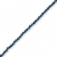 Perles &agrave; facettes 4x3mm disque Bleu fonc&eacute;-rev&ecirc;tement brillant nacr&eacute;