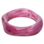 Bracelets jonc en r&eacute;sine Violet aubergine-blanc