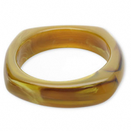 Bracelets jonc en r&eacute;sine Vert olive-marron-blanc