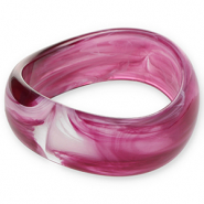 Bracelets jonc en r&eacute;sine Violet aubergine-blanc