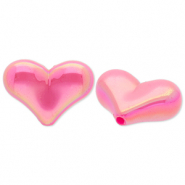 Perles acryliques c&oelig;ur Rose fonc&eacute;-AB coating