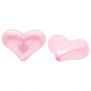 Perles acryliques c&oelig;ur Rose clair-AB coating