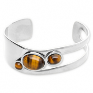 Bracelets en acier Inox jonc Argent&eacute;-marron dor&eacute;