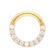 Piercing d&rsquo;oreilles en acier Inox clicker anneau avec strass Dor&eacute;-cristal