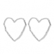 Boucles d'oreilles puces en acier Inox c&oelig;ur Argent&eacute;