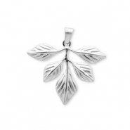 Breloques en acier Inox feuille Argent&eacute;