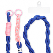 Cordon t&eacute;l&eacute;phonique tendance incl. attache Bleu fonc&eacute;-rose