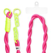 Cordon t&eacute;l&eacute;phonique tendance incl. attache Rose fonc&eacute;-jaune n&eacute;on
