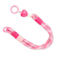 Cordon t&eacute;l&eacute;phonique tendance avec coeur Multicolore rose-blanc-gris-beige