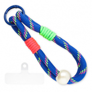 Cordon t&eacute;l&eacute;phonique tendance incl. attache Bleu fonc&eacute;-rose n&eacute;on-vert n&eacute;on-blanc ivoire
