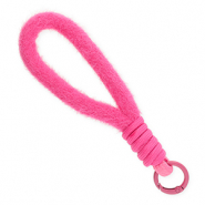 Cordon t&eacute;l&eacute;phonique tendance peluche Rose fonc&eacute;