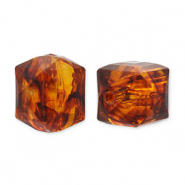 Perles acryliques hexagone Orange marron
