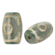 Perles en pierre naturelle Calc&eacute;doine tube Vert-beige-marron