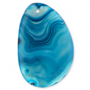 Pierres naturelles pendentifs Agate ovale Multicolore blue-beige sable