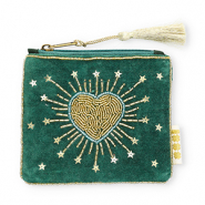 BY31&reg; Trousse c&oelig;ur avec &eacute;toiles Vert fonce-bleu clair-dor&eacute;