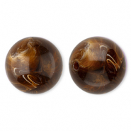Perles acryliques 20 mm rond Marron-marbr&eacute;