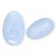 Perles acryliques oblong ovale Bleu-marbr&eacute;