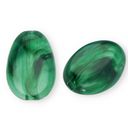 Perles acryliques ovale Vert fonce-marbr&eacute;