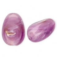 Perles acryliques ovale Violet-marron-marbr&eacute;