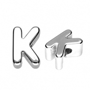 Perles acryliques alphabet lettre K Argent&eacute;