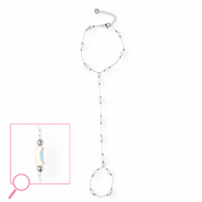 Bracelets en acier Inox Argent&eacute;-cristal AB-blanc