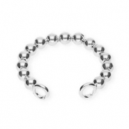 BY31&reg; Boucles d'oreilles en acier inox ear cuff boules avec 2 anneaux Argent&eacute;