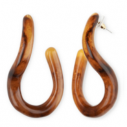 Boucles d'oreilles&nbsp;/&nbsp;puces r&eacute;sine tendance Marron ambre