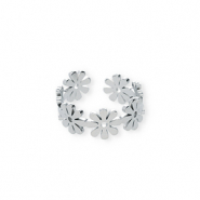 Bagues en acier Inox fleur Argent&eacute;