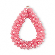 Boucles pendentifs facett&eacute;es goutte Rose pigeon fruit
