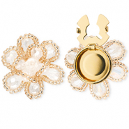 M&eacute;tal TQ laiton cache-boutons fleur Dor&eacute;-rose clair-cristal