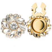 M&eacute;tal TQ laiton cache-boutons fleur Dor&eacute;-cristal