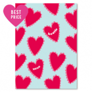 Cartes &agrave; bijoux "bestie xoxo" Bleu ciel-rouge