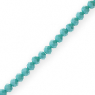 Perles &agrave; facettes 6x4mm disque Heishi Bleu sarcelle clair-pearl shine coating