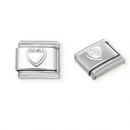 Appr&ecirc;ts en acier inox breloques pour bracelet italien c&oelig;ur avec strass Argent&eacute;-cristal
