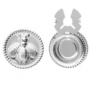 Cache-boutons en acier Inox rond avec abeille Argent&eacute;