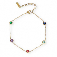 Chaines de cheville en acier Inox cristal Dor&eacute;