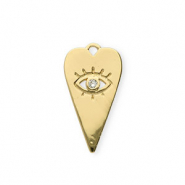 M&eacute;tal TQ laiton breloque coeur Oeil porte-bonheur strass Dor&eacute;