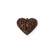 Pendentifs accroche-regard c&oelig;ur avec imprim&eacute; l&eacute;opard Marron fonc&eacute;-noir
